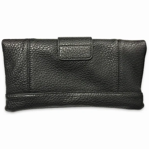 Black Leather Gunmetal Rivets Clutch Crossbody Bag NWOT - Picture 13 of 14